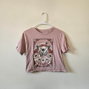 Women's Homegirl Society Pink Tarot Card Indie Butterfly Crop Top Extra Small